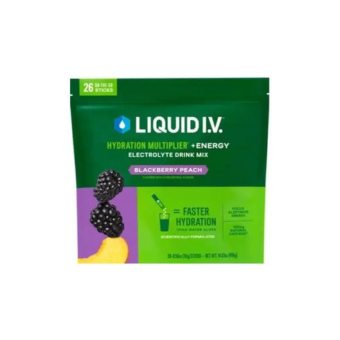 Liquid I.V. Energy Multiplier, Blackberry Peach - 26 Stick Packs